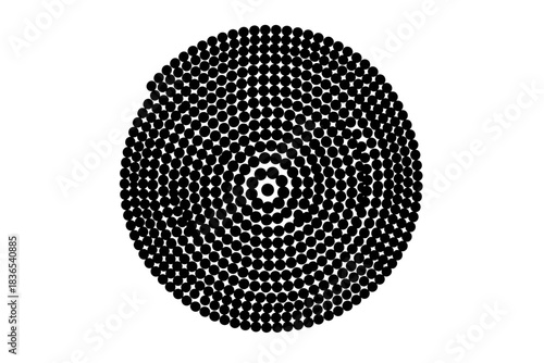 Abstract black dot pattern circle with optical illusion effect