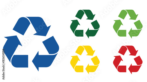 Colorful recycling symbols in a row demonstrating environmental awareness silhouette