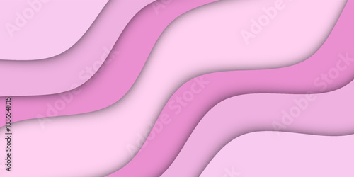 Pink papercut wave curves liquid shapes abstract background. Vector illustration