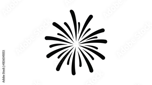 Bursting firework display with radiating sparks and a dark silhouette