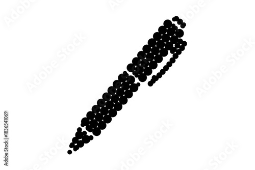 Dotted black ballpoint pen design on white background
