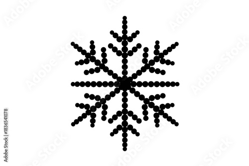 Circular dot pattern snowflake design in black and white
