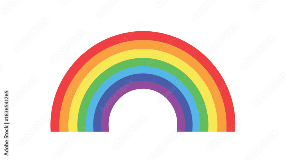 Fototapeta premium A vibrant rainbow arc against a white backdrop a colorful silhouette