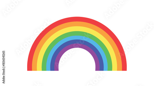 A vibrant rainbow arc against a white backdrop a colorful silhouette