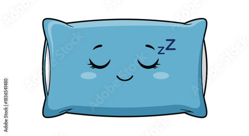 Cute cartoon pillow with sleepy face and zzz symbol
