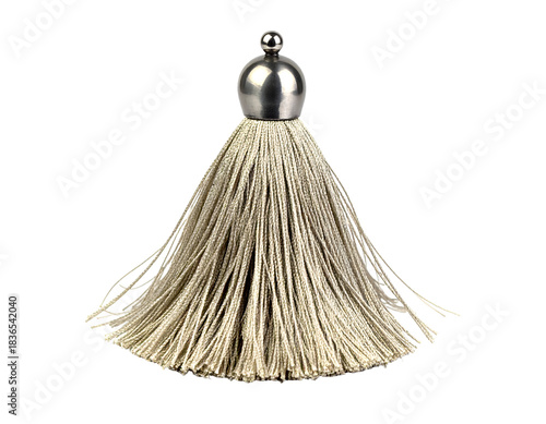 Metal and beige tassel with transparent background