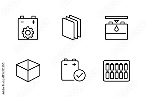 Minimalist battery and energy icons for technology and sustainability projects