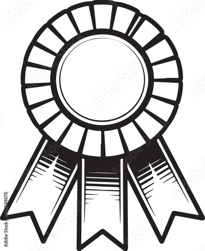 Quality award achievement badge rosette vector outline drawing for honor success logo