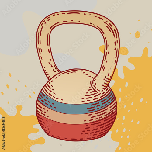 Retro style kettlebell with abstract colorful backgroundgfhgfhhcvbbbcb