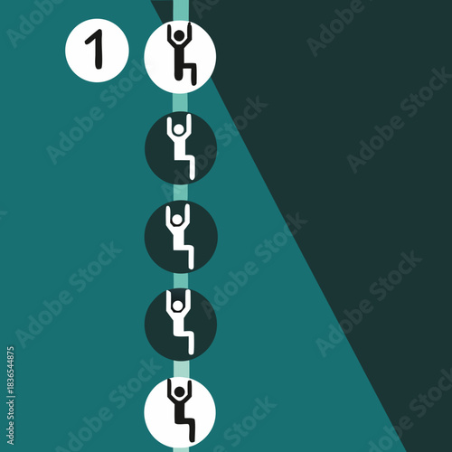 Step by step exercise progression with stick figure illustrations