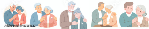 grandfather gives support to grandmother with hand on shoulder gesture