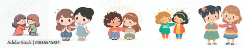 little girl gives support to friend with hand on shoulder gesture