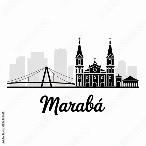 Marabá Skyline Silhouette — Brazil's Riverfront Amazonian City in Pará Vector Illustration