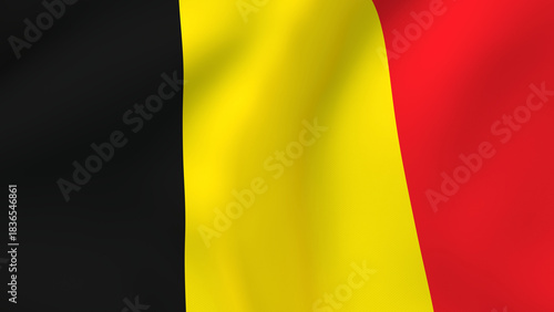 Waving Belgian flag fabric background texture, national symbol of the Kingdom of Belgium
