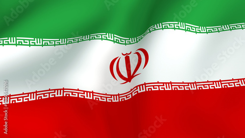 Quadro su tela Waving fabric flag of Iran featuring horizontal stripes of green, white, and red