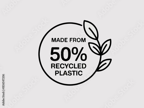 Eco Friendly Symbol Made from 50 Percent Recycled Plastic Representing Sustainable Products and Environmental Responsibility