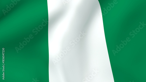 Quadro su tela Waving fabric flag of Nigeria, a vertical tricolor of green and white stripes, r