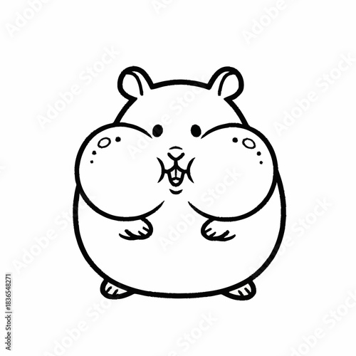 Cute cartoon hamster with full cheeks and tiny paws.