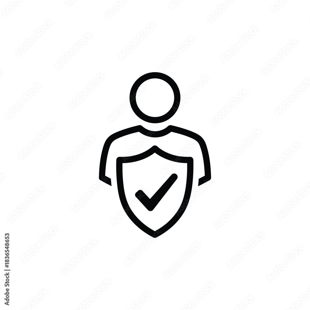 Obraz premium Person holding a shield icon with a checkmark symbolizing security and protection