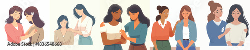 woman gives support to friend with hand on shoulder gesture