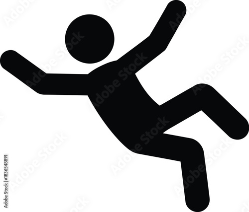 Black silhouette of a person falling icon