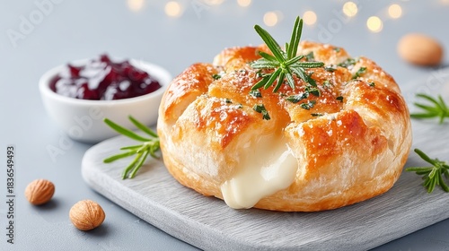 Baked Brie in Puff Pastry with Oozing Cheese and Rosemary