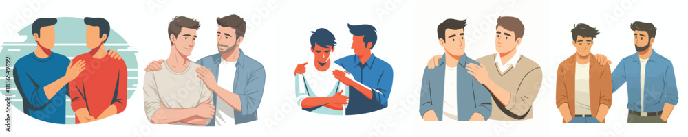 Fototapeta premium man gives support to friend with hand on shoulder gesture