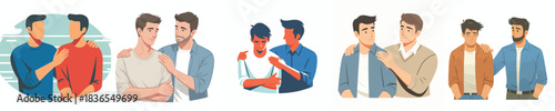 man gives support to friend with hand on shoulder gesture