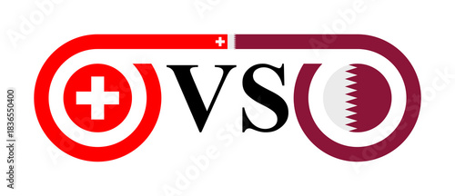 concept between switzerland vs qatar. vector illustration isolated on white background