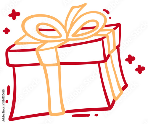 Gift Box with Ribbon Sticker