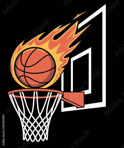 Basketball Flame Dunk Graphic Funny Hoops