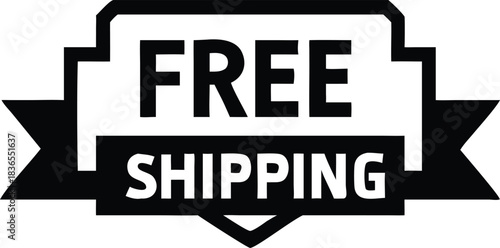 A black promotional label reads free shipping against a white background nicely