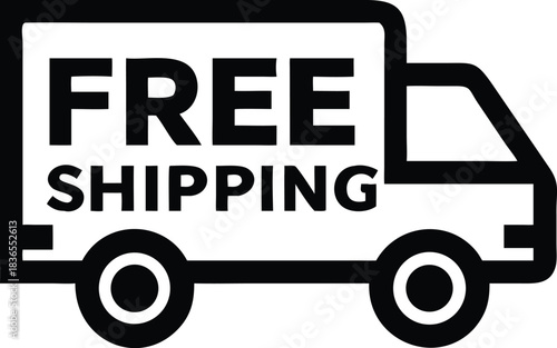 Truck icon displaying free shipping announcement ensuring cost savings for the customer, digitally presented