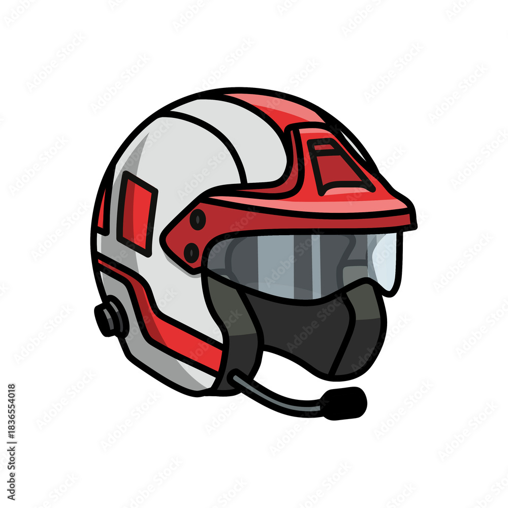 Fototapeta premium Professional Rally Driver Racing Helmet, Cartoon PNG Illustration.