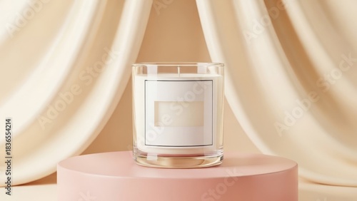 Neutral Candle Mockup Product Display Beige Background