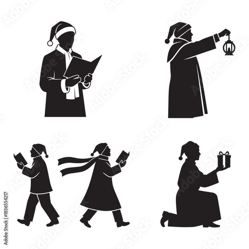 Solo Caroler Silhouette Pack — 4  Expressive Holiday Poses
