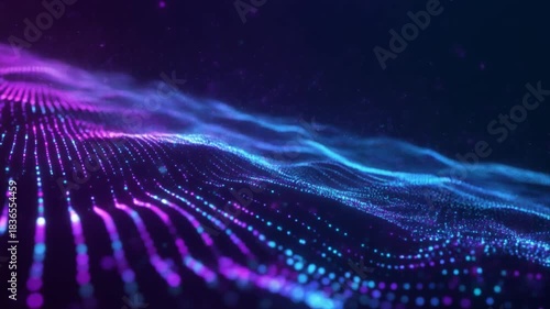 Abstract digital wave pattern in blue and purple hues, suitable for technology backgrounds, digital designs, web graphics, and futuristic concepts.