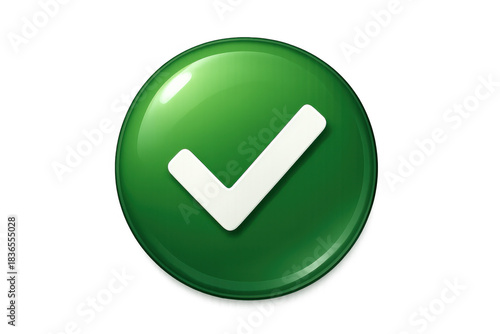 Free Download Green glossy check mark icon on a round button art for voting, security, quality, acceptance, and agreement concepts. Transparent background - GFXLoad