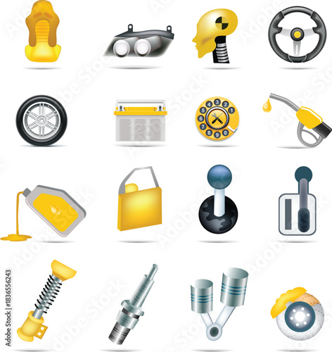 Car Parts and Automotive Icons Collection vehicle component