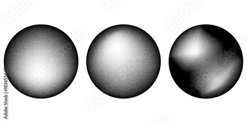 Halftone Gradient Round Circles Pattern Vector Design Elements with Noise Grains from Dark to Light isolated on transparent background