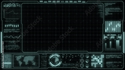 Digital HUD futuristic background motion graphic element cyber generated. Future technology interface data sci-fi display screen. Artificial intelligent analytic simulation, loop able video background