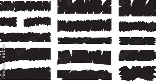 Background pieces of torn white paper, scraps of ripped teared sheets with jagged edges