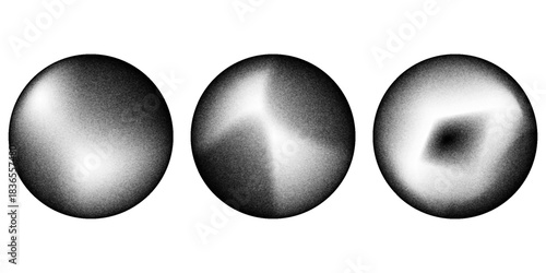 Halftone Gradient Round Circles Pattern Vector Design Elements with Noise Grains from Dark to Light isolated on transparent background