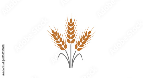 Simple and elegant icon of three golden wheat ears, representing agriculture, harvest, grain, and natural food products.