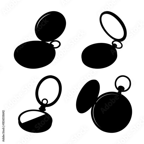 Vintage pocket watch silhouettes, time and deadline concepts