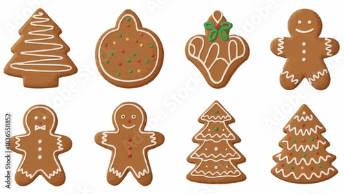 Homemade gingerbread cookies collection for Christmas holiday decoration