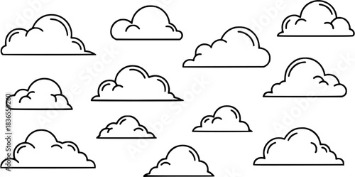 Simple outline clouds set. Vector illustration
