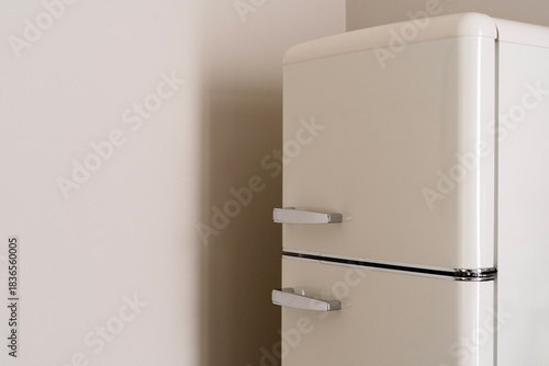 Classic retro kitchen fridge in a modern apartment setting