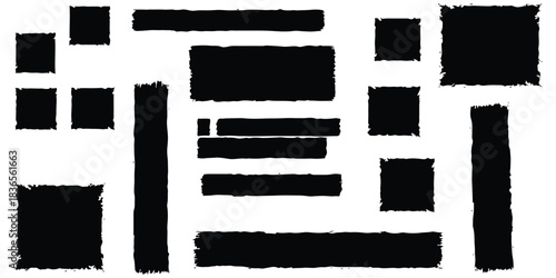Abstract grunge brush stroke elements set. distressed ink texture overlay.
