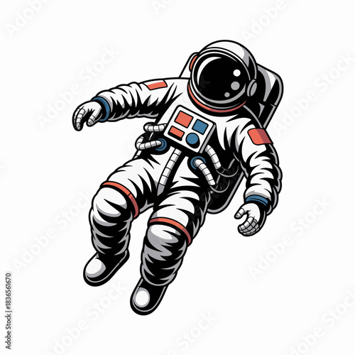 Astronaut in white spacesuit floating for space exploration cosmos science NASA universe cosmic travel discovery galaxy branding design